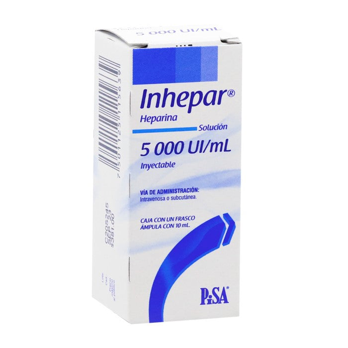 Inhepar 5,000 U.I. Heparina, Caj, C/1 Fco. Ámp. C/10 mL