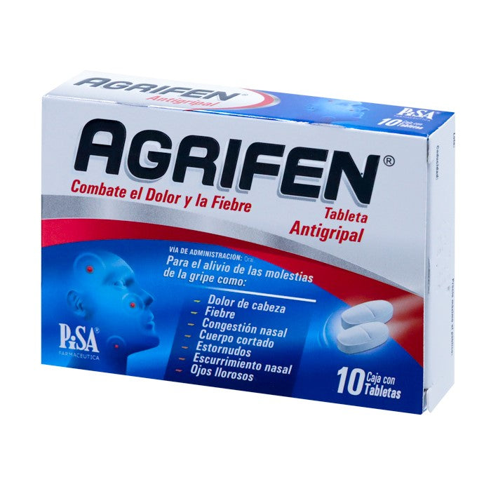 Agrifen, Paracetamol,Cafeína,Fenilefrina,Clorfenamina, C/10 Tab.