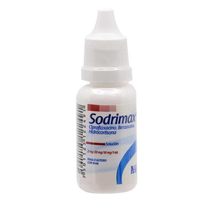 Sodrimax, Ciprofloxacino-Benzocaína-Hidrocortisona, Sol.Ótica 10 Ml