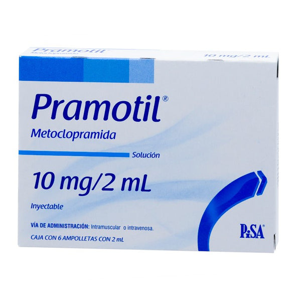 Pramotil 10 Mg / 2 Ml, Metoclopramida, Caj. C/6 Amp. C/2 Ml