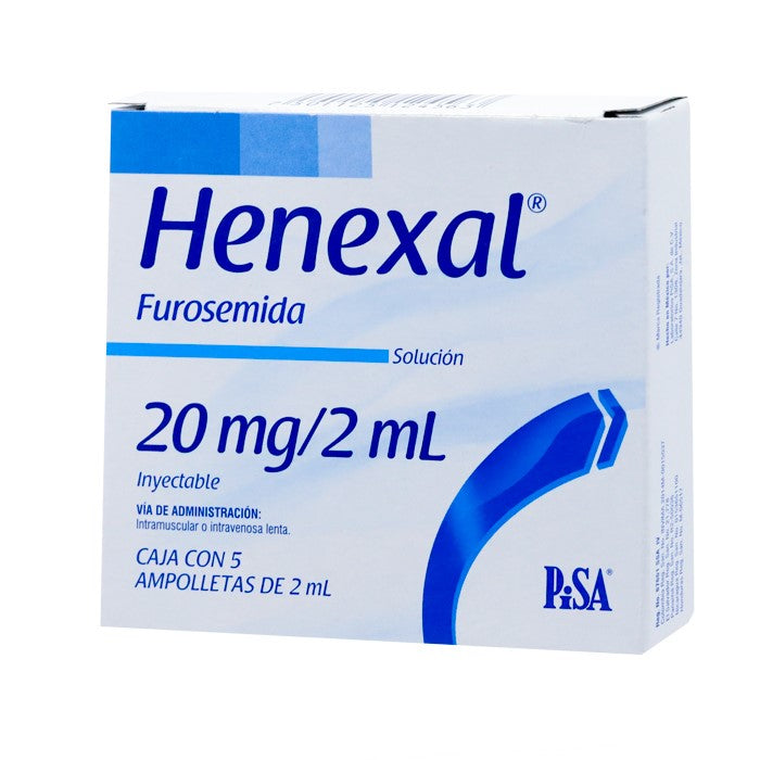 Henexal 20 mg / 2 Ml, Furosemida, Caj. C/5 Fco. Ámp.