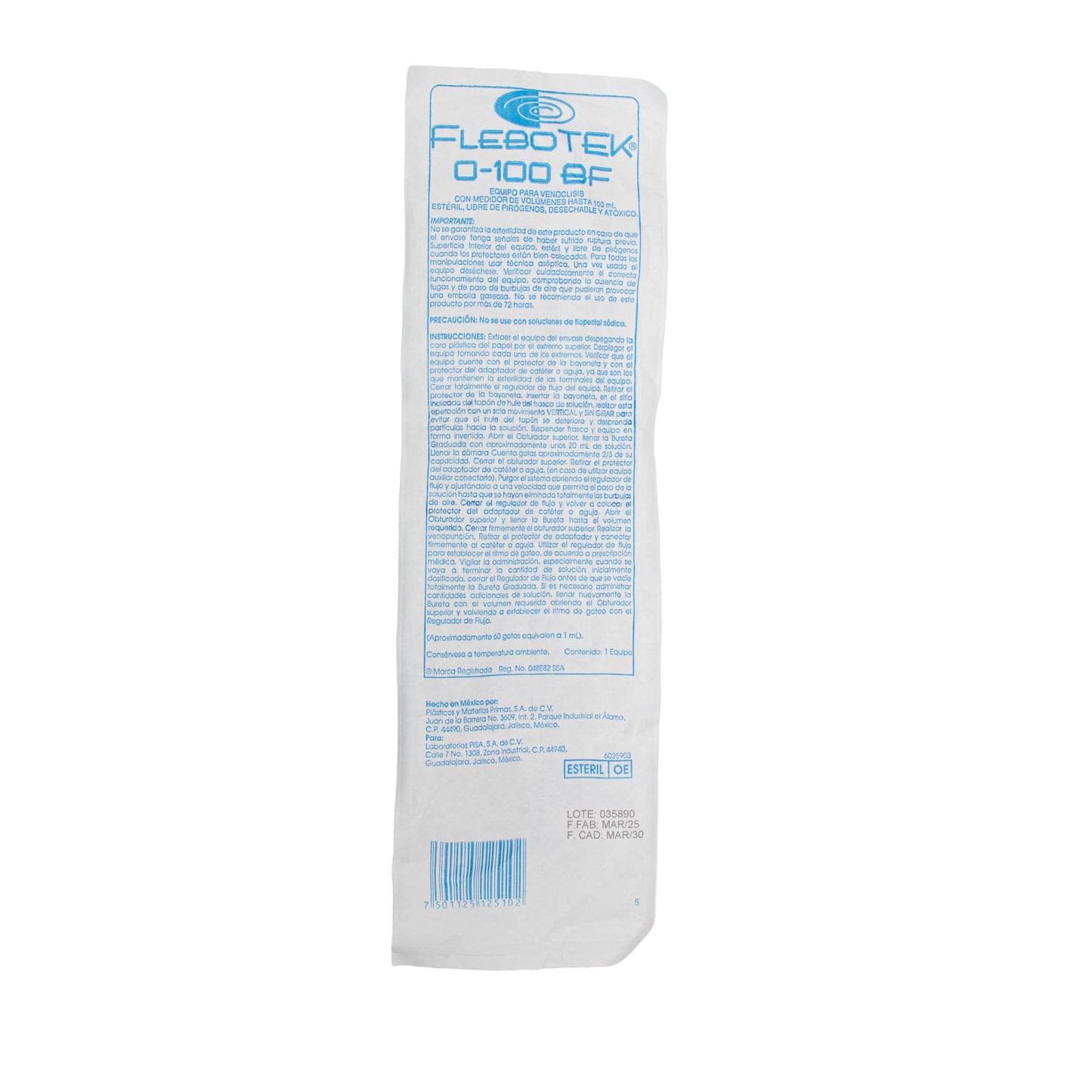 FLEBOTEK 0-100 Bureta 100ml – Terapia de Infusión