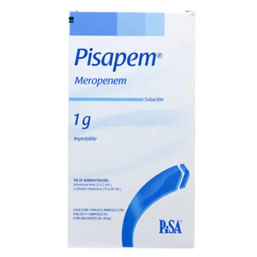 Pisapem 1 g, Meropenem, Caj. c/1 Ámp. c/diluyente