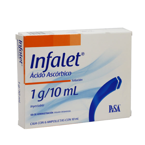 Infalet 1g/10ml, Ácido Ascórbico, Caj. c/6 Ámp.S.I.