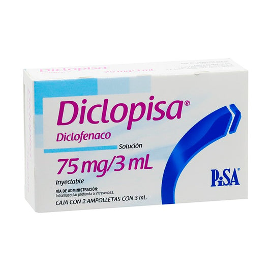 Diclopisa 75 Mg / 3ml, Diclofenaco, Caj c/2 Ámp.