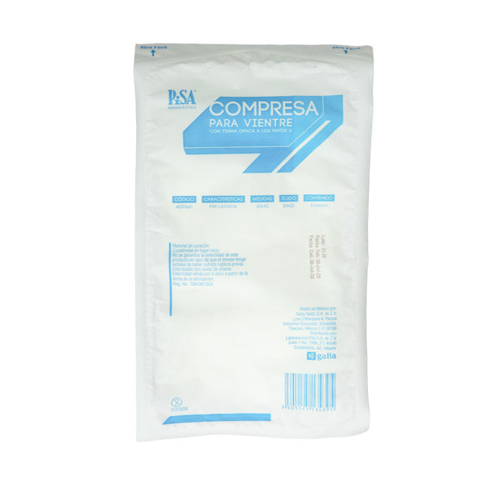 Compresa Vientre Prelavada 45x45 – Uso Médico
