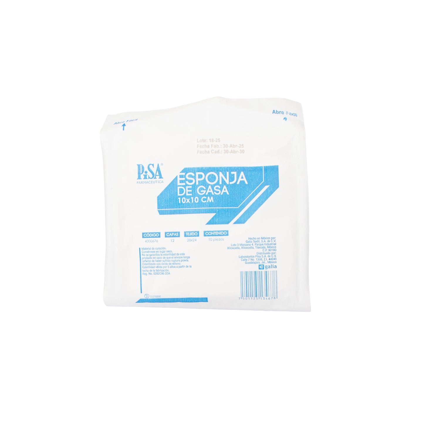 Gasa ESP 10x10cm 12CT28X24 C/10 – Material de Curación