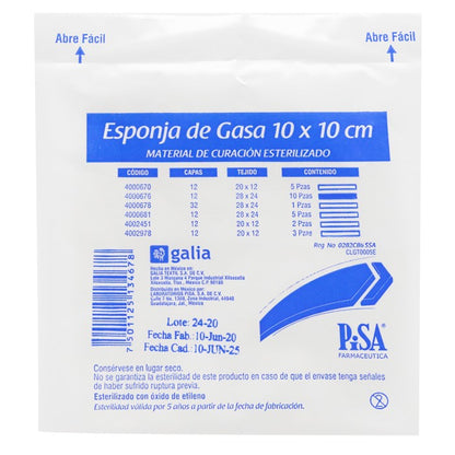 Gasa ESP 10x10cm 12CT28X24 C/10 – Material de Curación