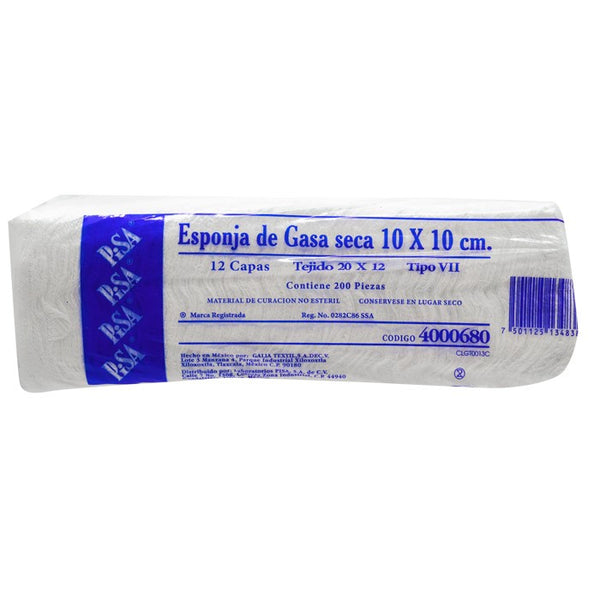 Esponja Gasa 10 X 10 cm, No Estéril, c/200 Pzas.