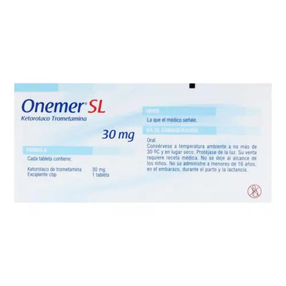 ONEMER SL 30MG Tabletas Sublinguales – Analgésico