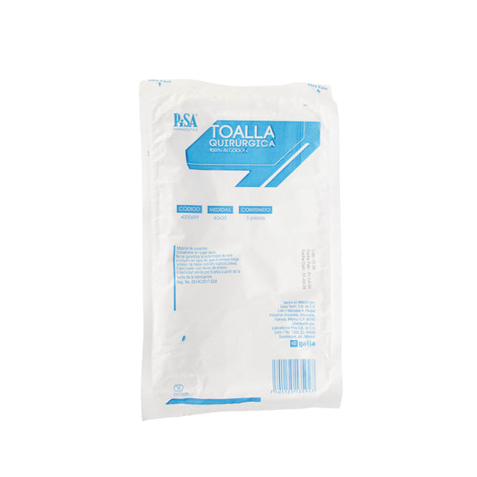 Toalla Quirúrgica Textil Azul 35x65 – Uso Médico
