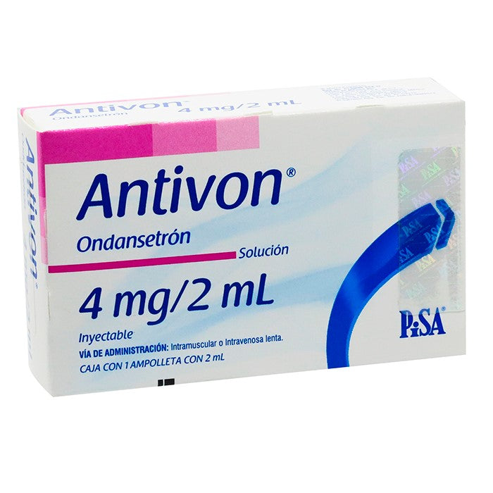 Antivon 4 mg / 2mL, Ondansetrón, Caj. C/1 Ámp.