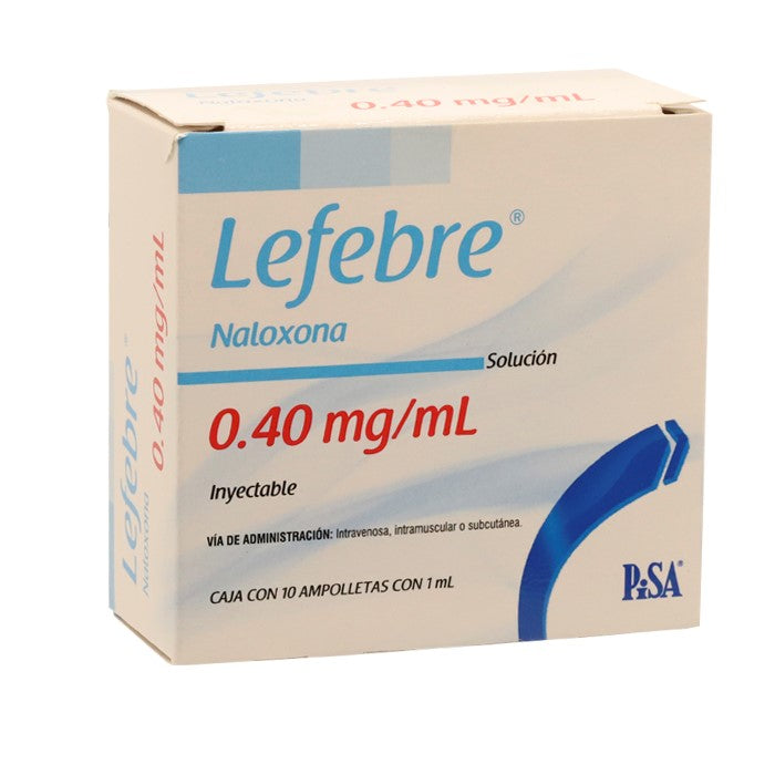 Lefebre 0.4mg / 1 mL, Naloxona, Caj. c/10 Ámp. c/1 mL
