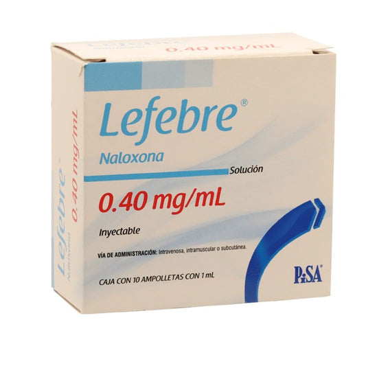 Lefebre 0.4mg / 1 mL, Naloxona, Caj. c/10 Ámp. c/1 mL