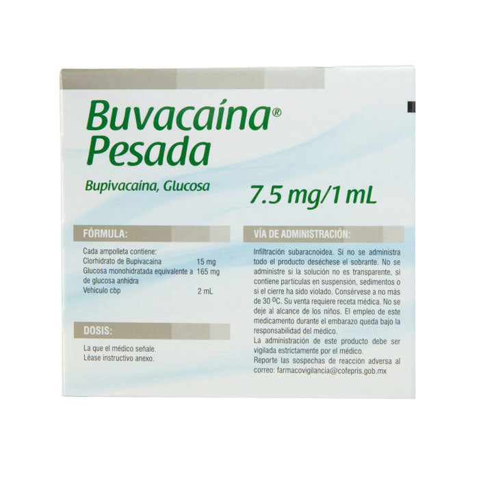 Buvacaina Pesada Solución Inyectable 15/165mg – Anestésico