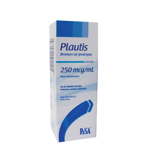 Plautis 25mg/100 mL, Bromuro de Ipratropio, 1 Fco c/ 20mL Sol P/Neb
