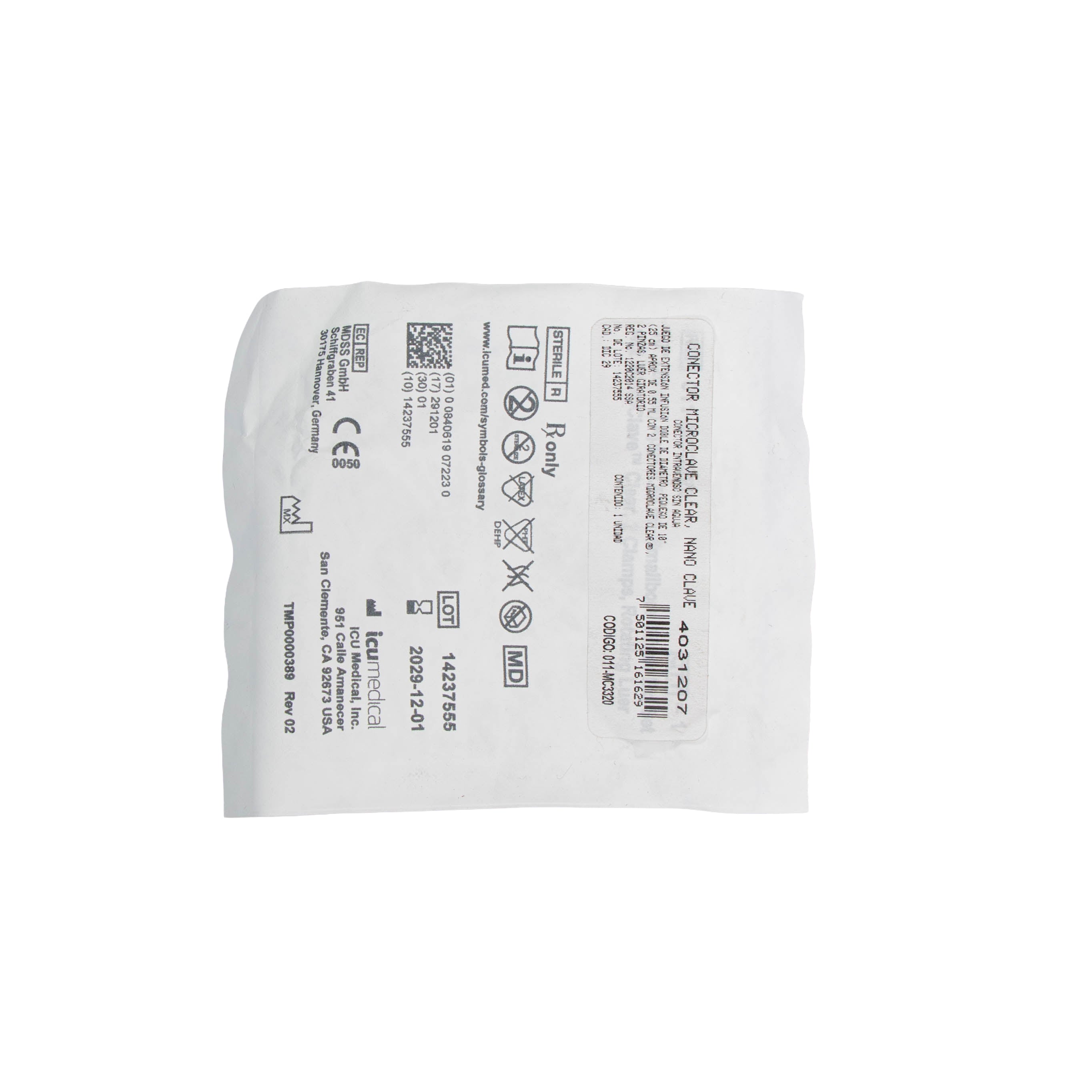 Microclave con Ext Micro 25cm 2Vía – Terapia de Infusión – Farmacia La Paz
