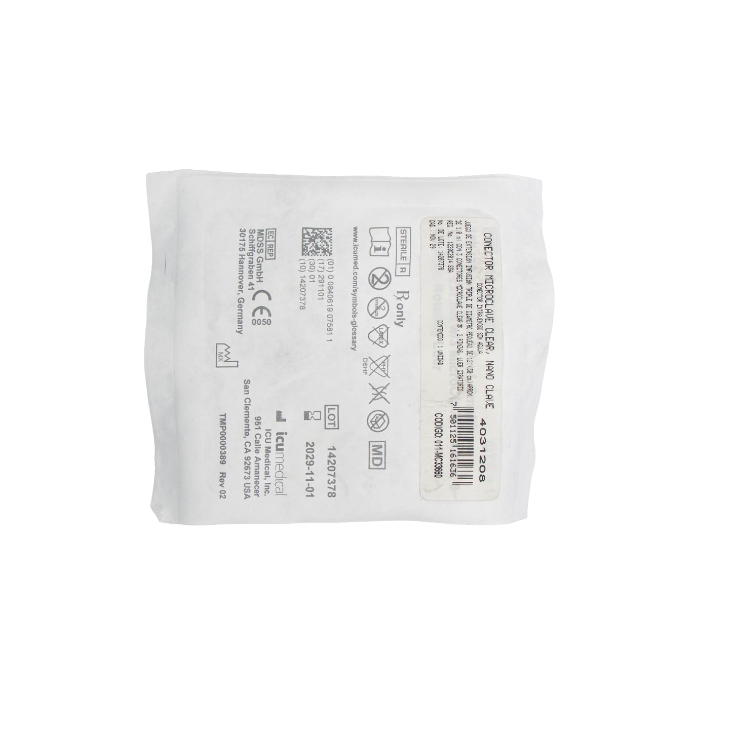 Microclave c/Ext Micro 30cm 3Vías – Terapia de Infusión