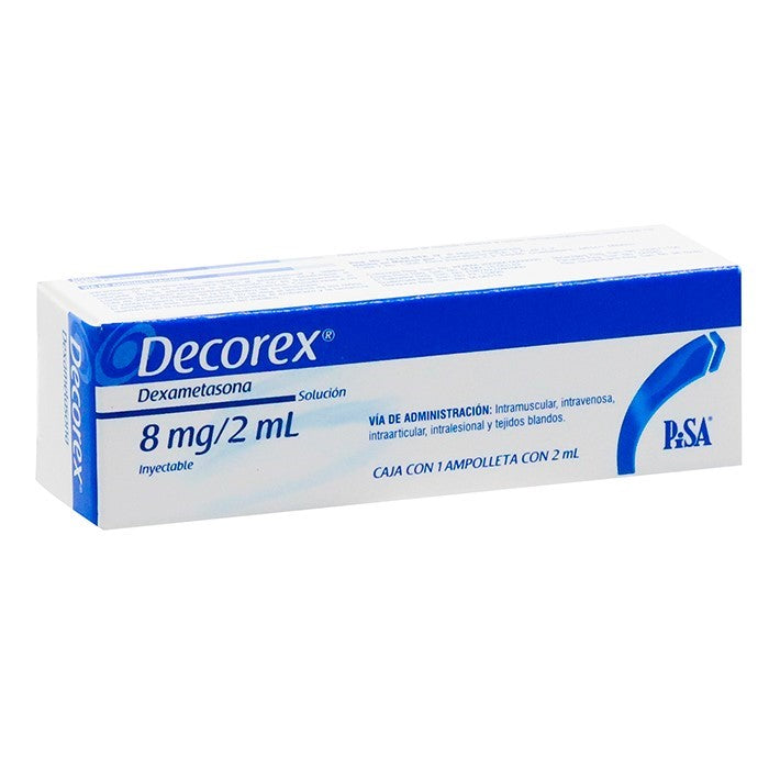 Decorex 8 mg /2ml, Dexametasona, Caj. c/1 Ámp.