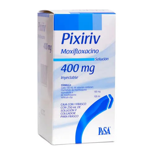 Pixiriv 160 mg / 100 mL, Moxifloxacino, Caj. c/1 Fco. c/250 mL