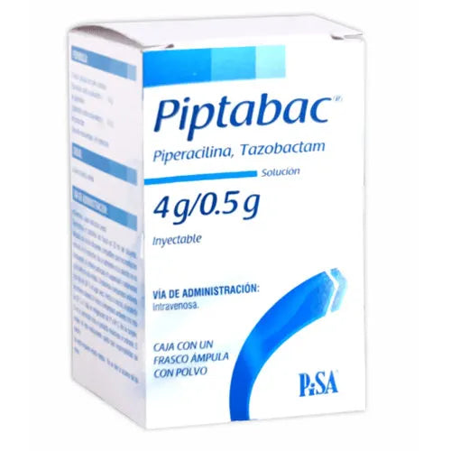 Piptabac 4 g/0.5 g, Piperacilina, Tazobactam, Caj. c/1 Fco. Ámp. S.I