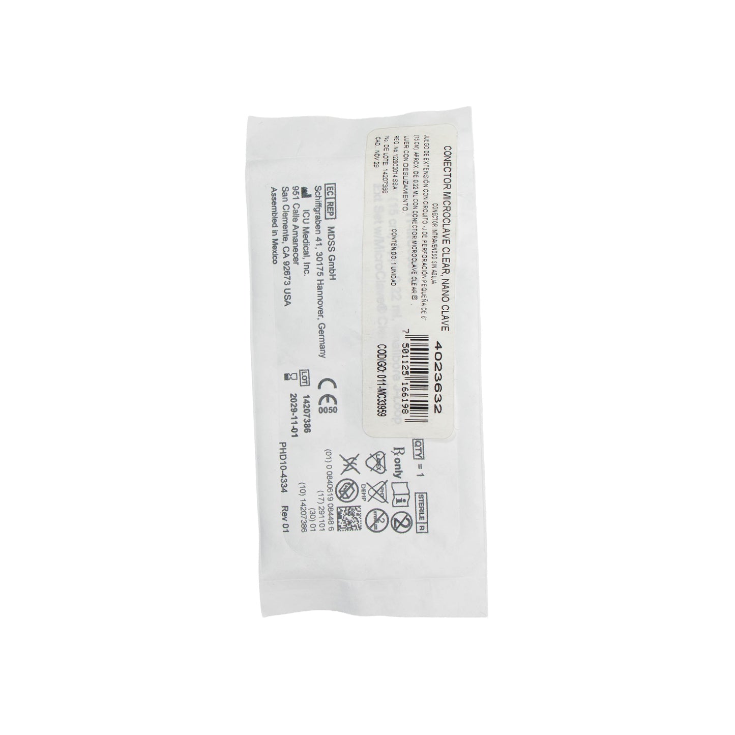Microclave Clear C/Ext15cm Micro 1 Vía – Terapia de Infusión