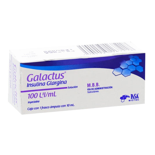 Galactus 100ui/Ml, Insulina Glargina, Caj. C/1 Fco. Amp. C/10 Ml