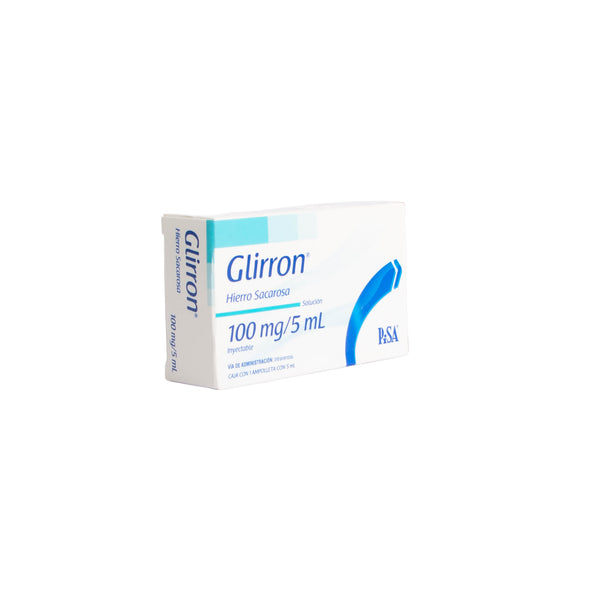 Glirron Solución Inyectable 100mg/5ml – Hierro Sacarato