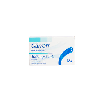 Glirron Solución Inyectable 100mg/5ml – Hierro Sacarato
