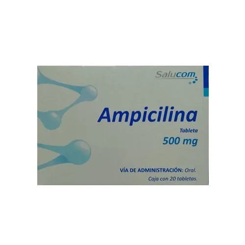 Ampicilina 500 mg, Caj. c/20 Tab.