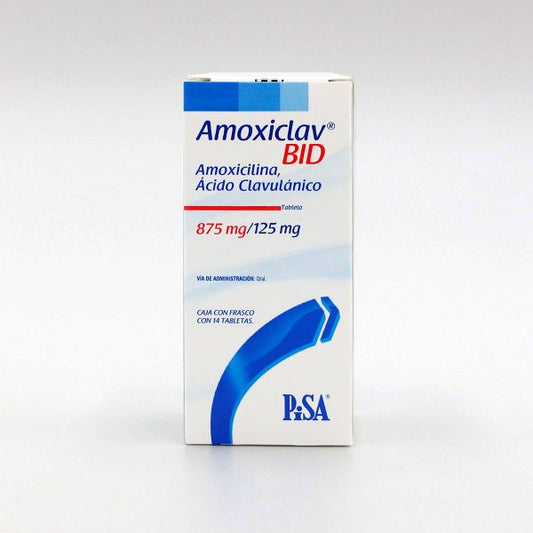 Amoxiclav 875/125 mg, Amoxicilina, Ácido Clavulánico, Caj. c/14 Tab.