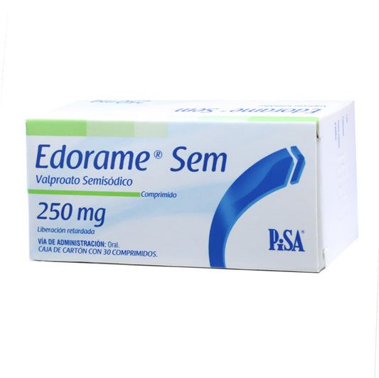 Edorame Sem 250 mg, Valproato semisódico, Caj. c/30 Comp.