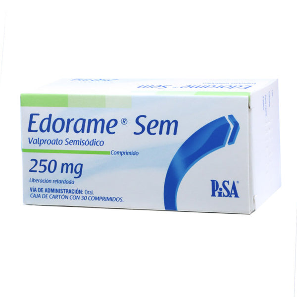 Edorame Sem 250 mg, Valproato semisódico, Caj. c/30 Comp.