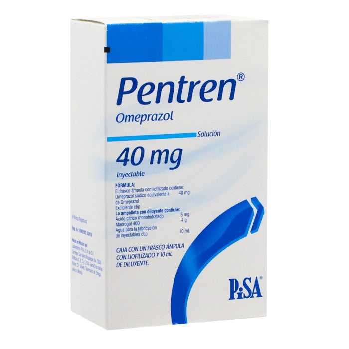 Pentren 40 Mg, Omeprazol, Caj. C/1 Fco. Amp. Pvo Liof.