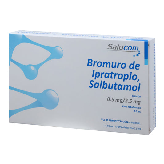 Bromuro de Ipratropio-Salbutamol 0,5 mg/ 2,5 mg, Caj. c/10 ámp. C/2.5 mL