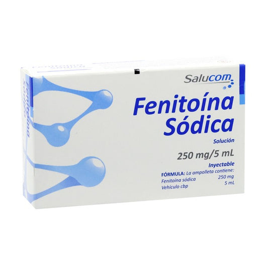 Fenitoina 250mg/5ml, Caj. C/1 Fco. Amp.