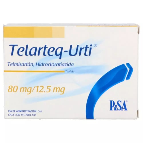 Telarteq URTI 80mg / 12.5 mg, Telmisartán+Hidroclorotiazida, Caj. c/14 Tab.