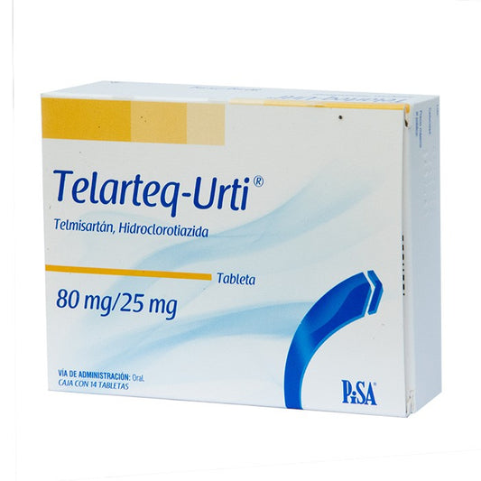 Telarteq URTI 80mg / 25mg, Telmisartán+Hidroclorotiazida, Caj. c/14 Tab.