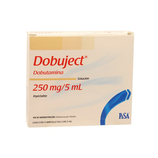 Dobujet 250 Mg/ 5 mL, Dobutamina, Caj. c/5 Fco. Ámp. S.I.