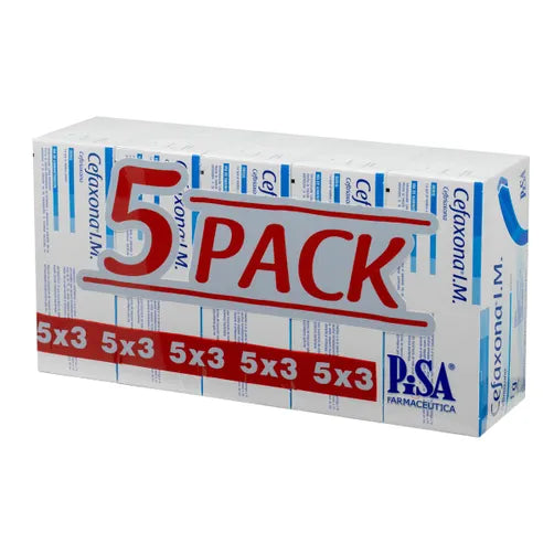 Cefaxona 5 pack IM 1 G, Ceftriaxona, Caj. c/1 Fco. Ámp.