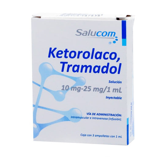 Ketorolaco / Tramadadol S.I. 10 / 25 Mg C/3 Ámp.