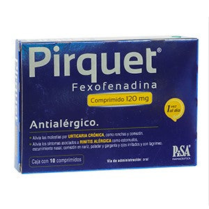 Pirquet 120 Mg, Fexofenadina, Caj. C/10 Comp.     