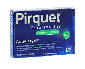 Pirquet 180 Mg, Fexofenadina, Caj. C/10 Comp.