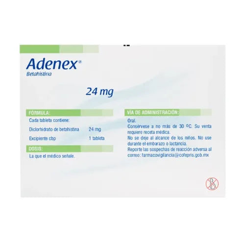 Adenex 24 mg Tabletas – Tratamiento de Vértigo