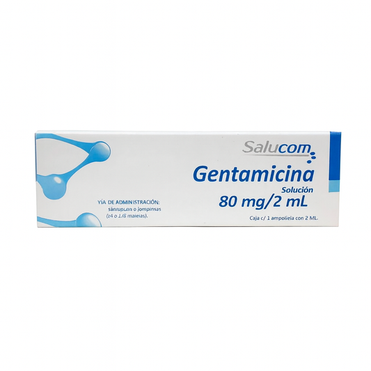 Gentamicina 80 mg/2mL, Caj. c/1 ampolleta