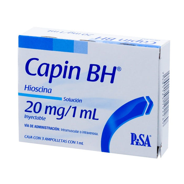 Capin Bh 20 mg / Ml, Butilhioscina, Caj. C/3 Fco. Ámp. C/1 mL