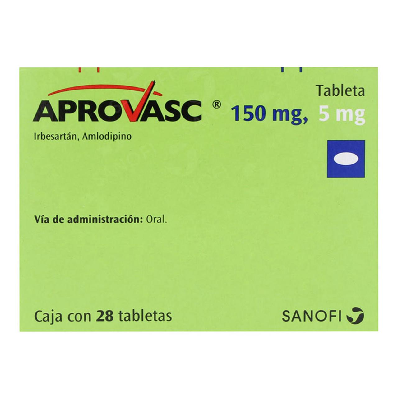 Aprovasc 150 mg/5 mg Caja con 28 Tabletas