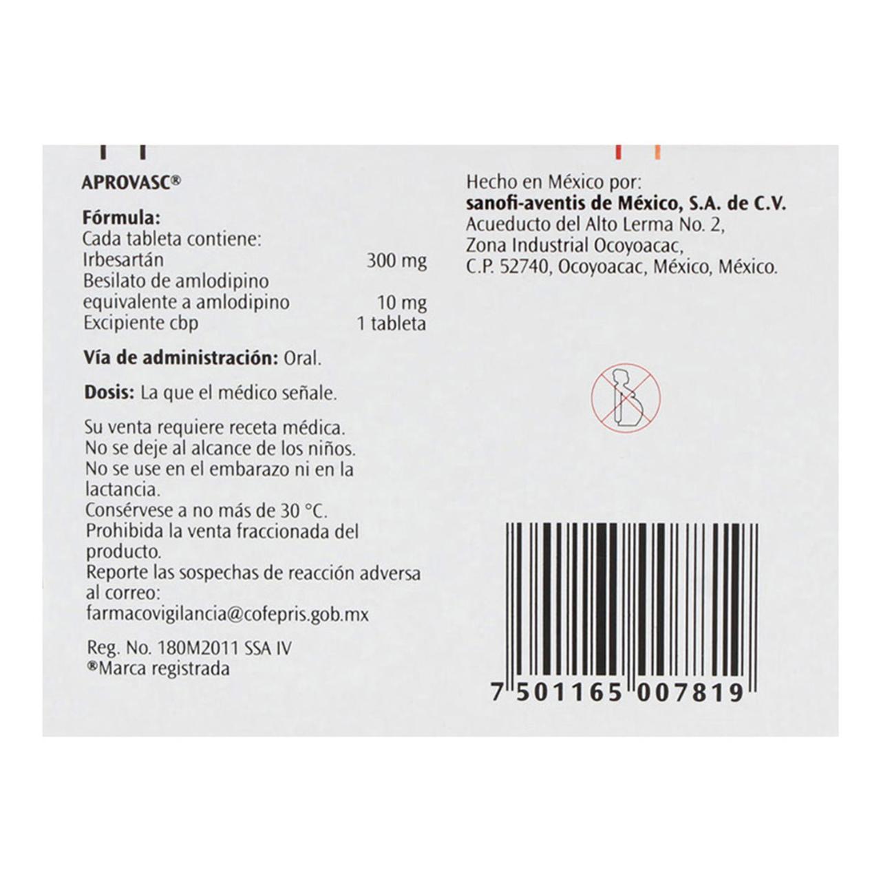 Aprovasc 300 mg/10 mg Caja con 28 Tabletas