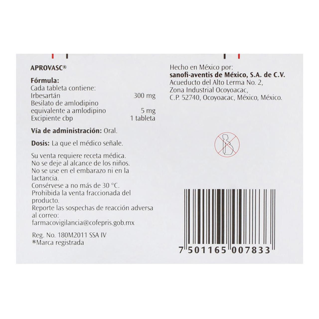 Aprovasc 300 mg/5 mg Caja con 28 Tabletas