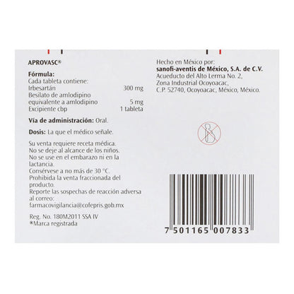 Aprovasc 300 mg/5 mg Caja con 28 Tabletas